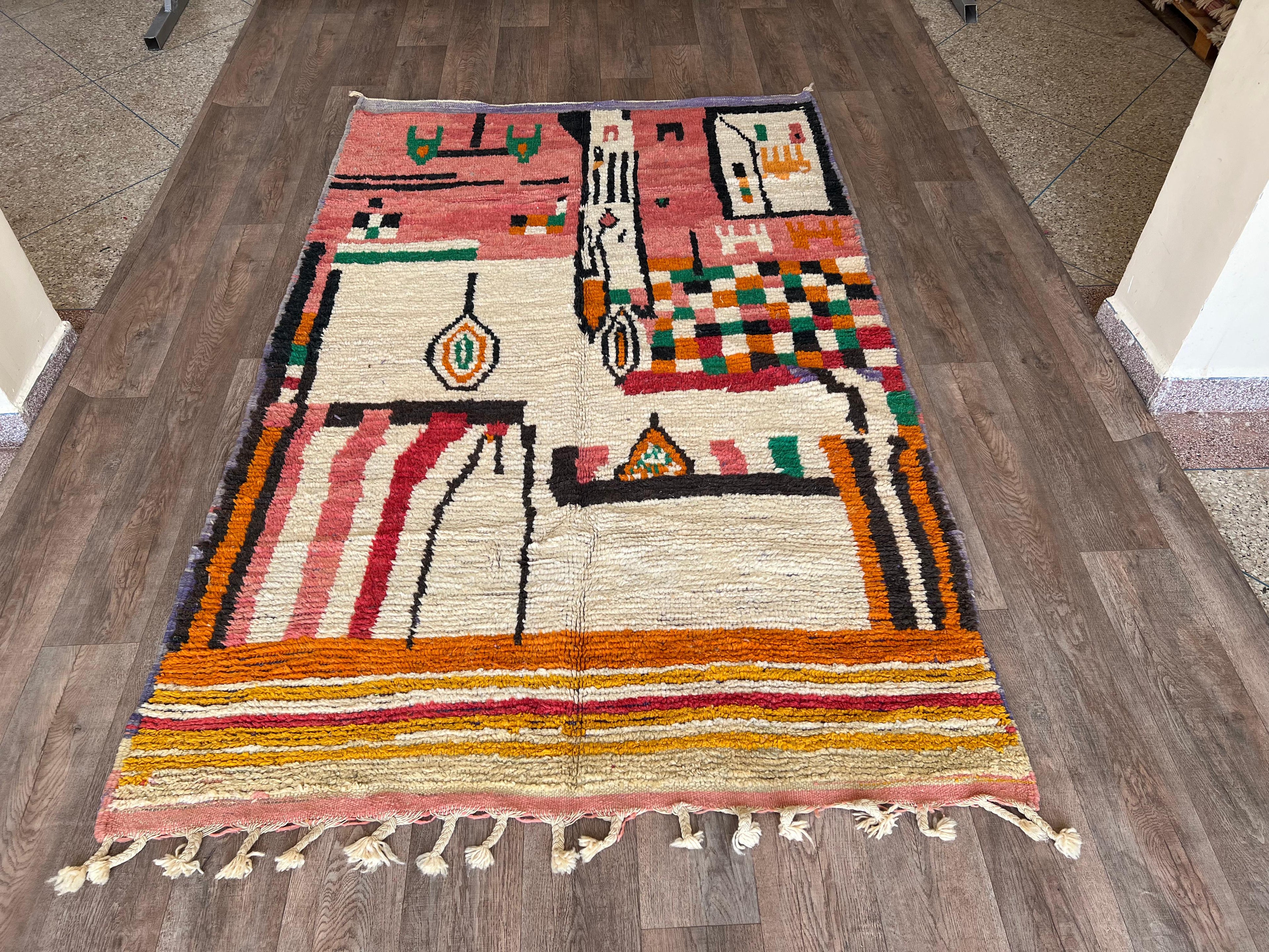 Handmade Moroccan Wool Rug .Kitchen Runner Rug,Gorgeous Beni Ourain Rug,Custom Moroccan Rug,Tribal berber Rug