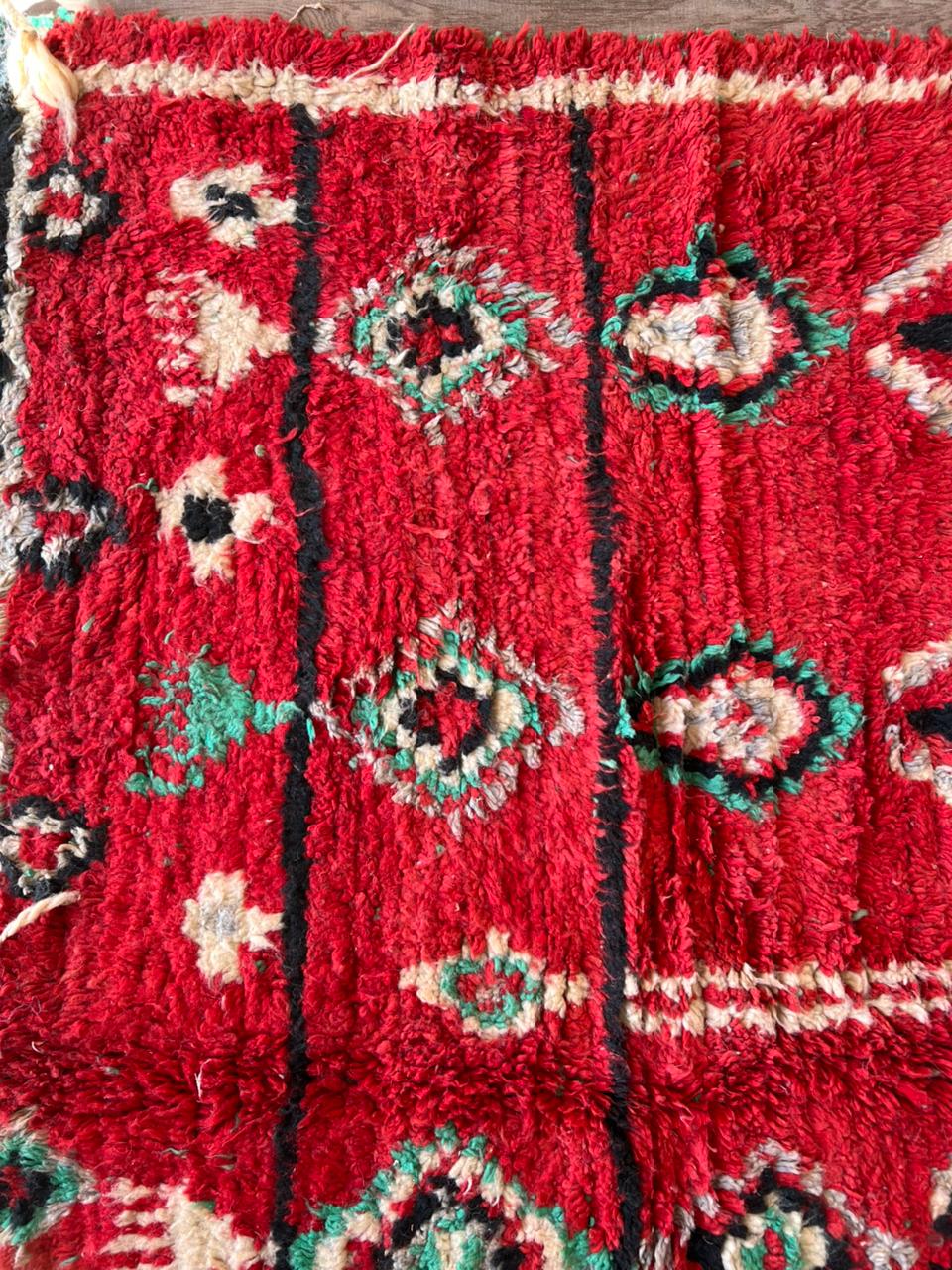 Red Moroccan Boujaad Rug | Handmade Wool Berber Carpet | Tribal Boho Decor | Perfect for Fall, Halloween & New Year.