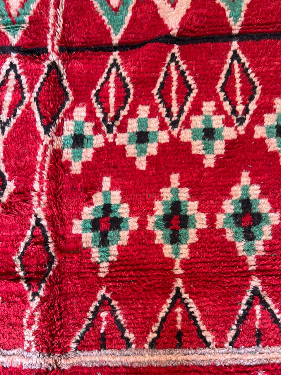 Red Moroccan Boujaad Rug | Handmade Wool Berber Carpet | Tribal Boho Decor | Perfect for Fall, Halloween & New Year.