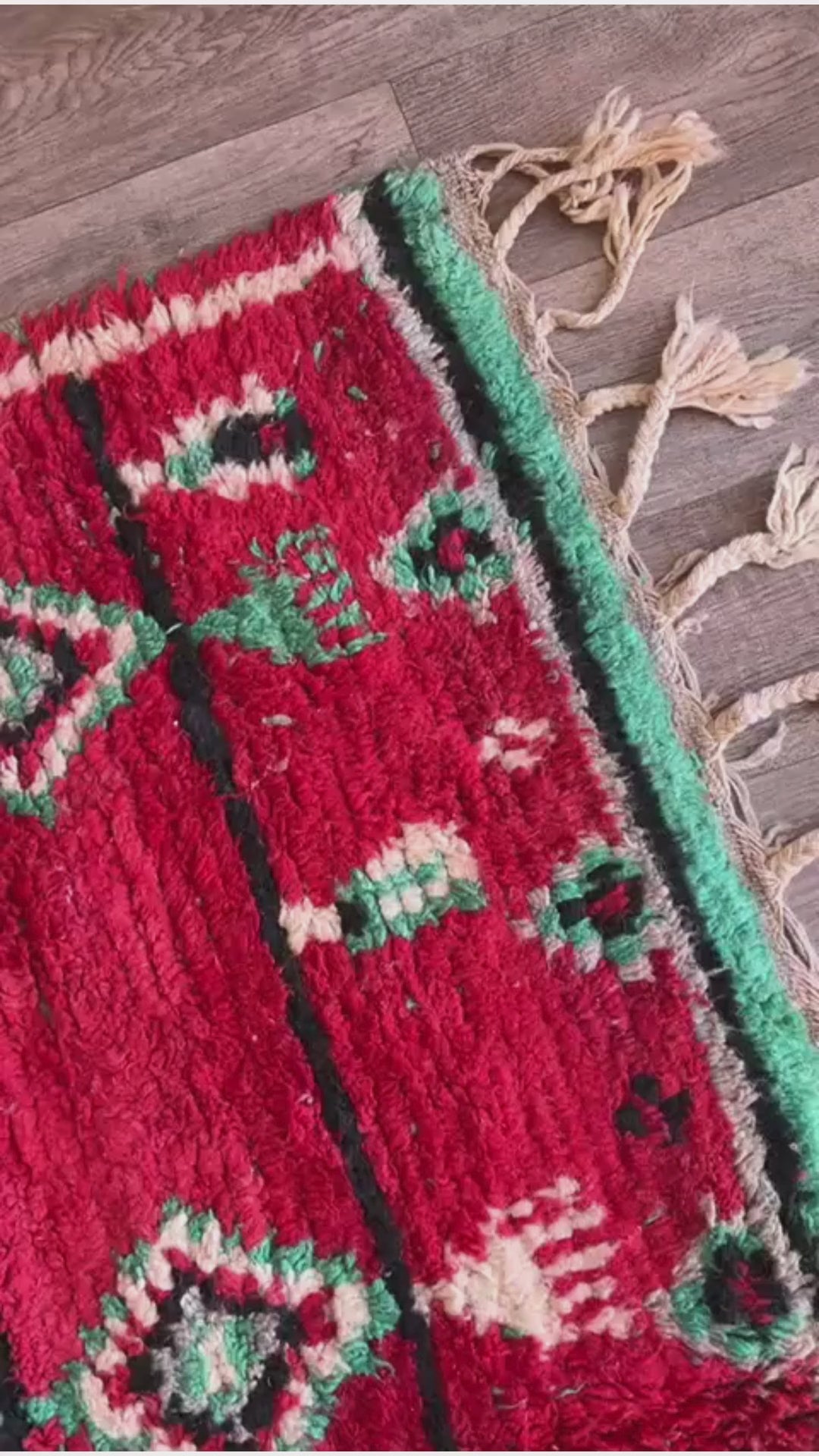 Red Moroccan Boujaad Rug | Handmade Wool Berber Carpet | Tribal Boho Decor | Perfect for Fall, Halloween & New Year.